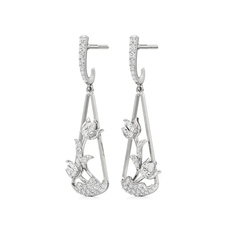 Flora | Pear & Round Lab-Grown Diamond Dangle Earrings - Nivara