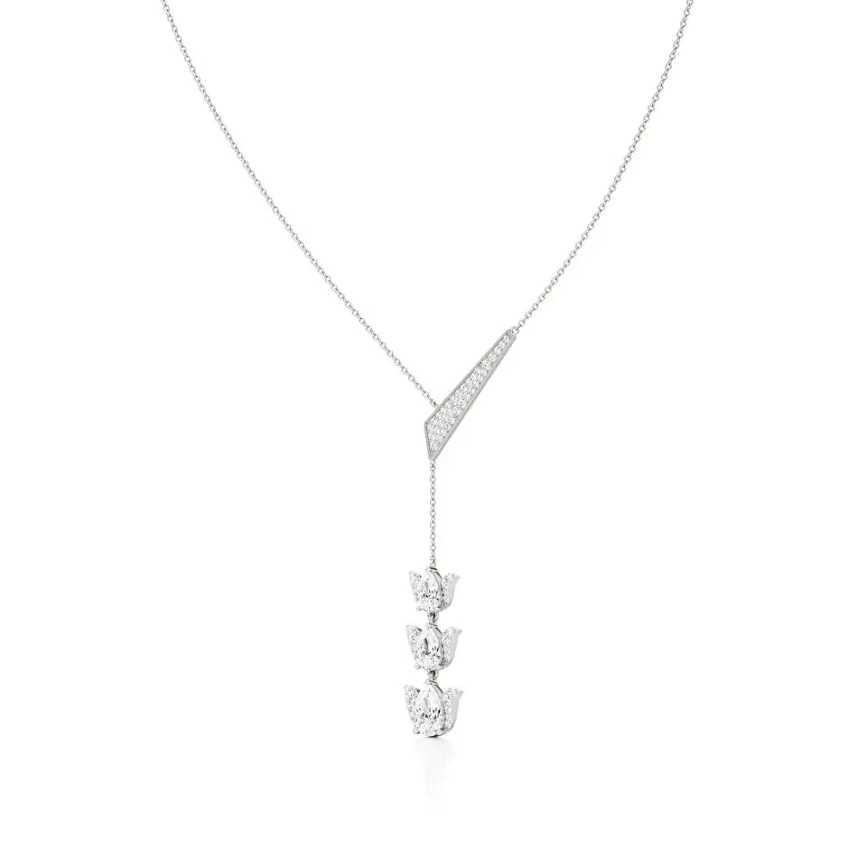 Flora | Pear & Round Lab Grown Diamonds Lotus Petals Necklace - Nivara