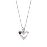 Sneh | Round Lab Grown Diamonds with Round Ruby Accent Heart Pendant - Nivara