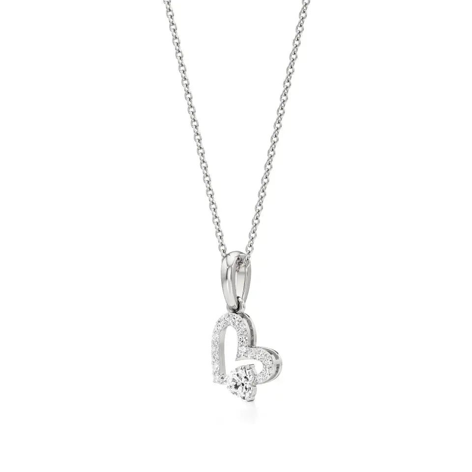 Sneh | Classic Heart & Round Lab Grown Diamonds Pendant - Nivara