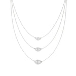 Elara | Marquise & Round Lab Grown Diamonds Halo Triple Layered Necklace - Nivara