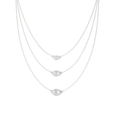 Elara | Marquise & Round Lab Grown Diamonds Halo Triple Layered Necklace - Nivara