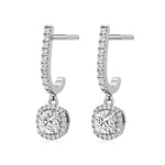 Mira | Cushion & Round Lab-Grown Diamond Halo Dangle Earrings - Nivara