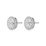 Mira | Oval-Cut Solitaire Lab-Grown Diamond with Halo Studs - Nivara