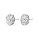 Mira | Oval-Cut Solitaire Lab-Grown Diamond with Halo Studs - Nivara