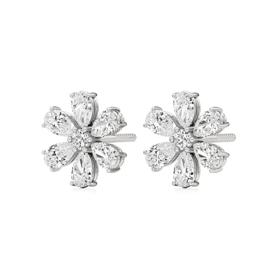 Flora | Pear & Round Lab-Grown Diamond Floral Studs - Nivara
