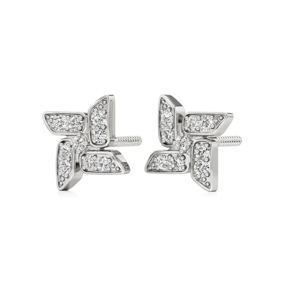 Flora | Round Lab-Grown Diamonds on Floral Design Studs - Nivara