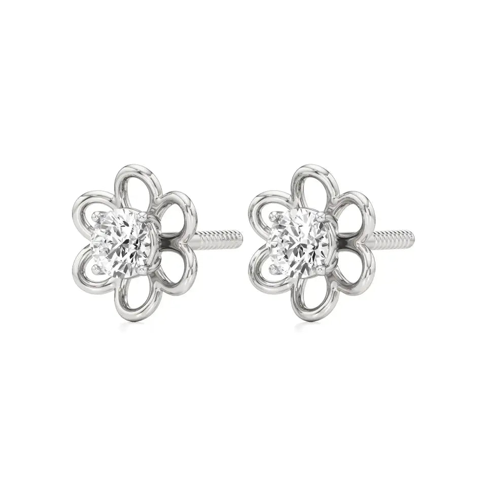 Flora | Round Lab-Grown Diamond Floral Studs - Nivara