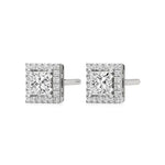 Mira | Princess-Cut Solitaire Lab-Grown Diamond with Halo Square Studs - Nivara