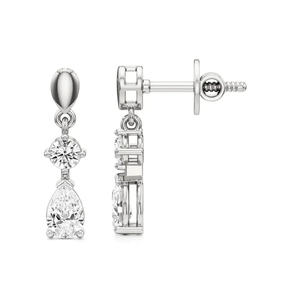 Vanya | Round & Pear Lab-Grown Diamond Tear Drop Studs - Nivara