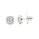 Mira | Cushion-Cut Solitaire Lab-Grown Diamond with Halo Studs - Nivara