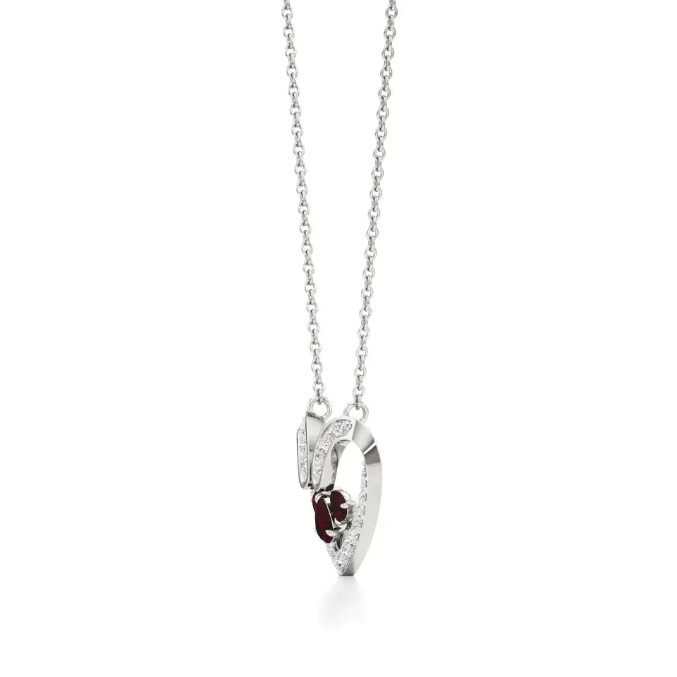 Sneh | Ruby & Lab Grown Diamonds Heart Pendant - Nivara
