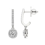 Mira | Cushion & Round Lab-Grown Diamond Halo Dangle Earrings - Nivara
