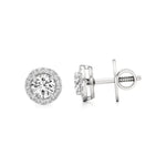 Mira | Round Solitaire Lab-Grown Diamond with Halo Studs - Nivara
