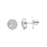 Mira | Round Solitaire Lab-Grown Diamond with Halo Studs - Nivara