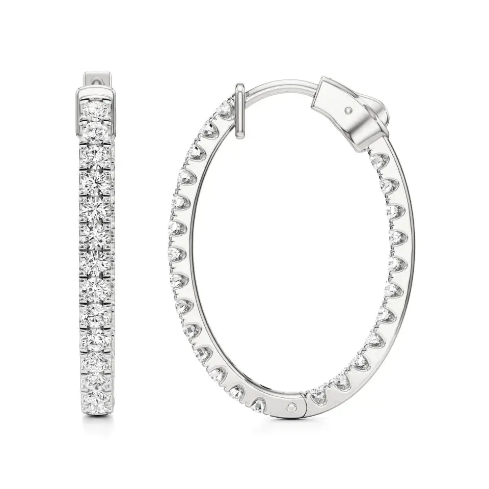 Mode | 32-Round Lab-Grown Diamond Inside-Outside Hoop Earrings - Nivara