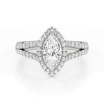 Mira | Marquise Cut Solitaire with Halo around it - Nivara