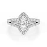 Mira | Marquise Cut Solitaire with Halo around it - Nivara