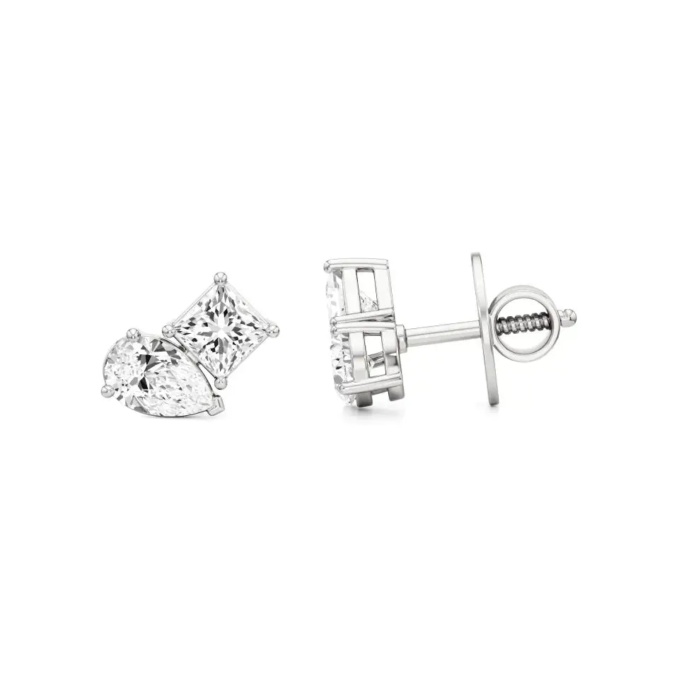 Toi et Moi | Pear & Princess Lab-Grown Diamond Stud Earrings - Nivara