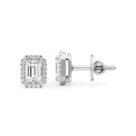 Mira | Emerald-cut Solitaire Lab-Grown Diamond with Halo Studs - Nivara