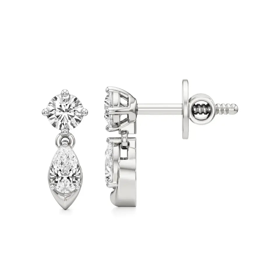 Vanya | Round and Pear Lab-Grown Diamonds Drop Earrings - Nivara