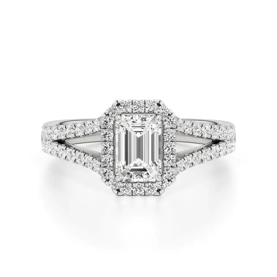 Mira | Round & Emerald Lab-Grown Diamond Halo Ring - Nivara