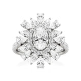 Flora | Oval-cut Solitaire with Pear & Round Side Stones - Nivara