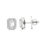 Mira | Emerald-Cut Solitaire Lab-Grown Diamond with Halo Studs - Nivara