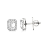 Mira | Emerald-Cut Solitaire Lab-Grown Diamond with Halo Studs - Nivara