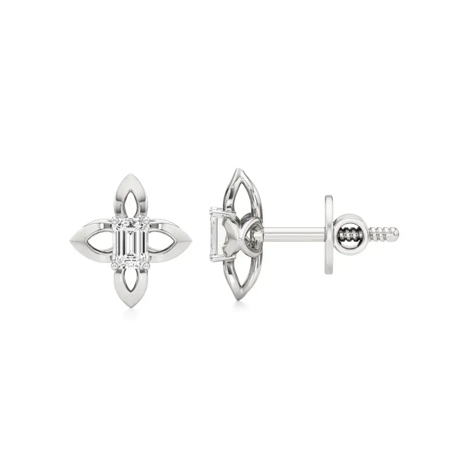 Nora | Emerald Solitaire Lab-Grown Diamond Studs - Nivara