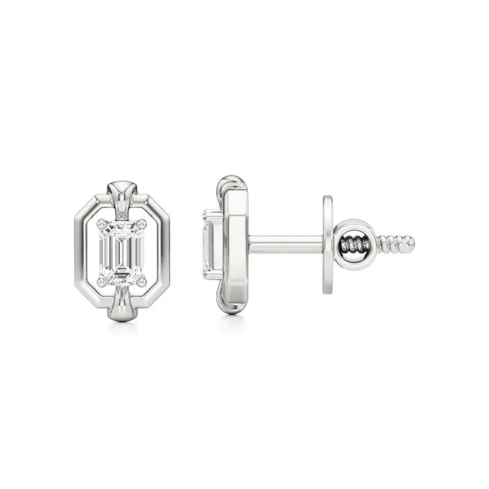Mode | Emerald-Cut Solitaire Lab-Grown Diamond Studs - Nivara