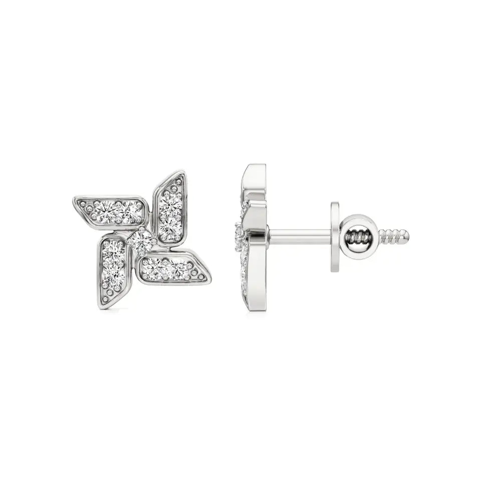 Flora | Round Lab-Grown Diamonds on Floral Design Studs - Nivara