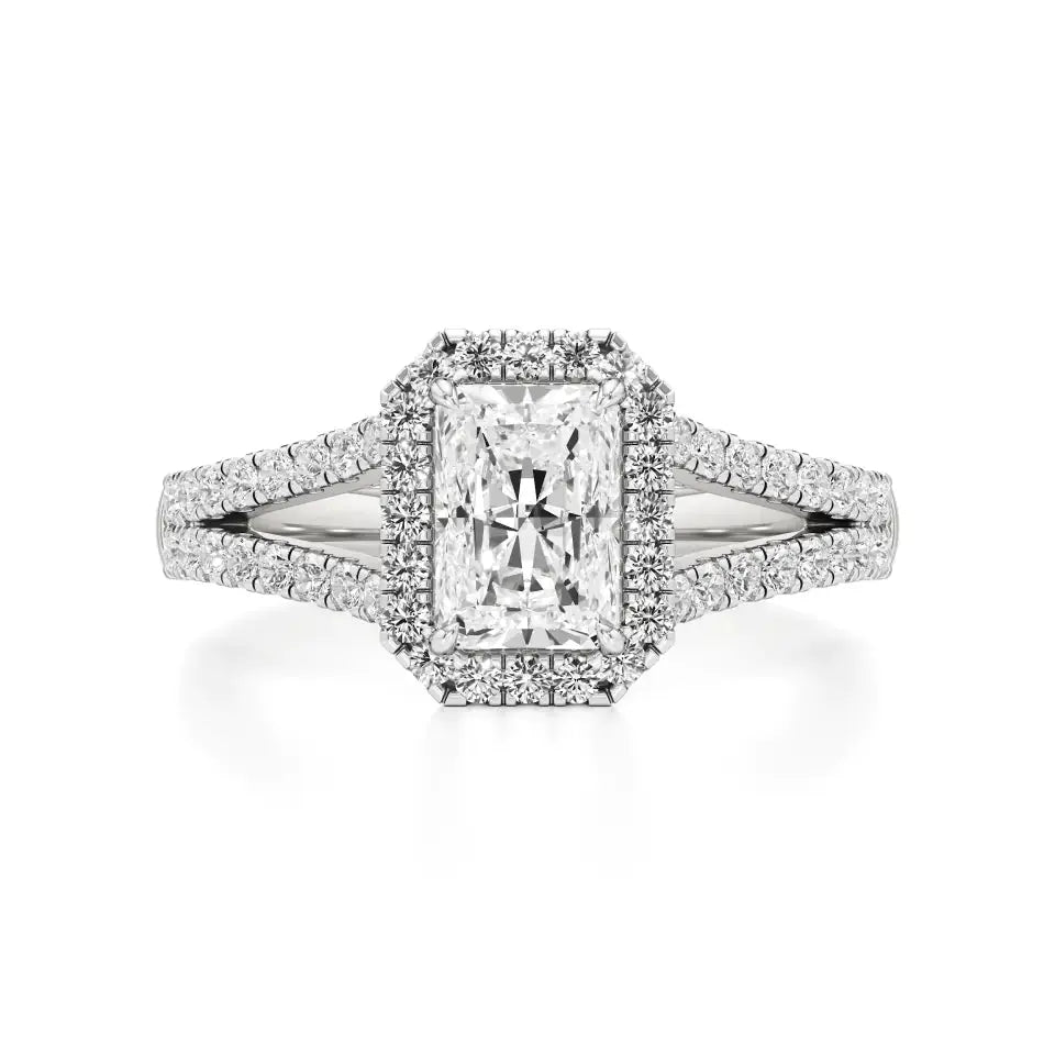 Mira | Emerald Cut Solitaire with Halo - Nivara