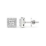 Mira | Princess-Cut Solitaire Lab-Grown Diamond with Halo Studs - Nivara