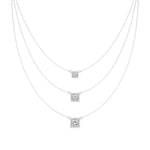 Elara | Princess & Round Lab Grown Diamonds Halo Triple Layered Necklace - Nivara