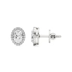 Mira | Oval-Cut Solitaire Lab-Grown Diamond with Halo Studs - Nivara