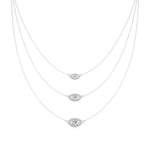 Elara | Marquise & Round Lab Grown Diamonds Halo Triple Layered Necklace - Nivara