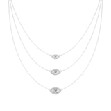 Elara | Marquise & Round Lab Grown Diamonds Halo Triple Layered Necklace - Nivara