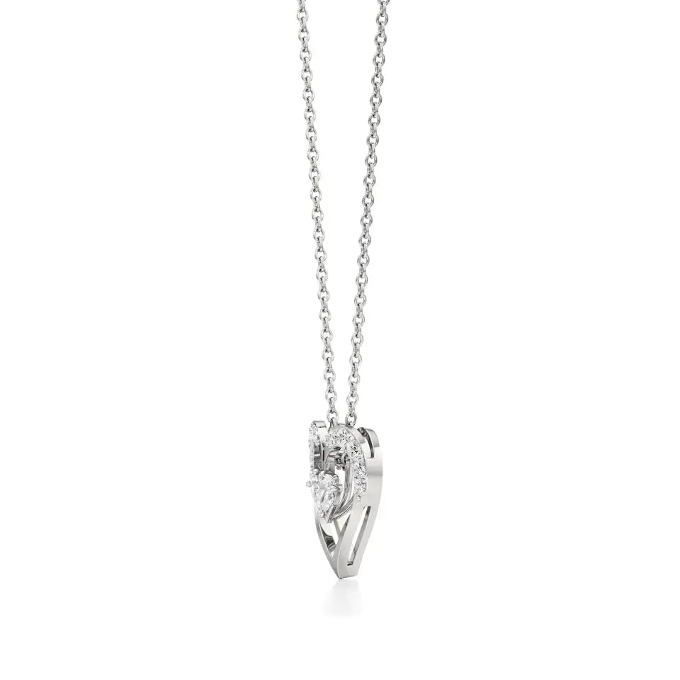 Sneh | Classic Round & Pear Lab Grown Diamonds Heart Pendant - Nivara