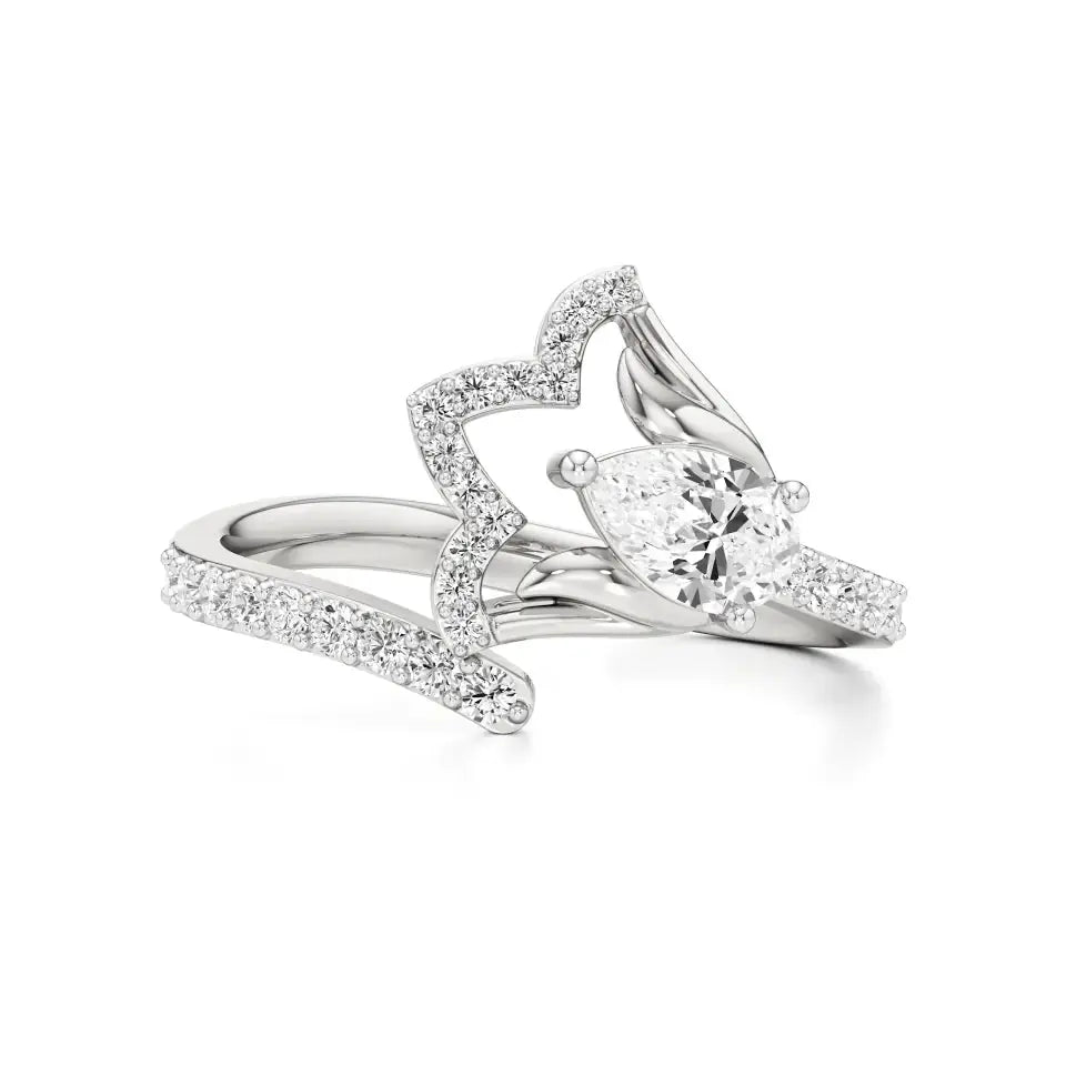 Flora | Round & Pear Lab-Grown Diamond Ring with Pav�� Accents - Nivara