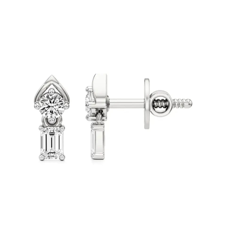 Mode | Round & Emerald Lab-Grown Diamond Drop Earrings - Nivara