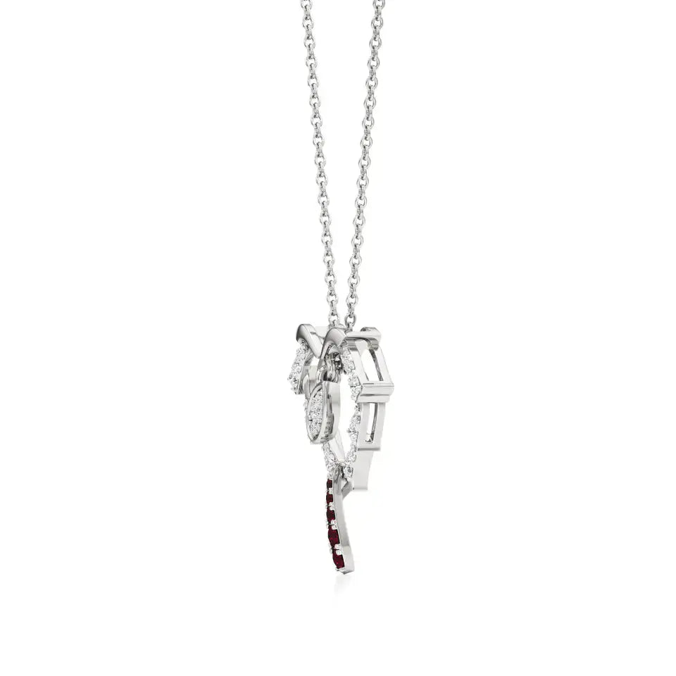 Sneh | Round Lab Grown Diamonds with Ruby Heart Pendant - Nivara