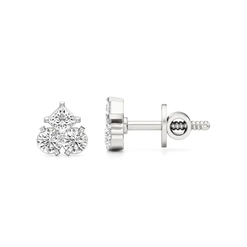 Mode | Round & Princess Trio Lab-Grown Diamonds Studs - Nivara