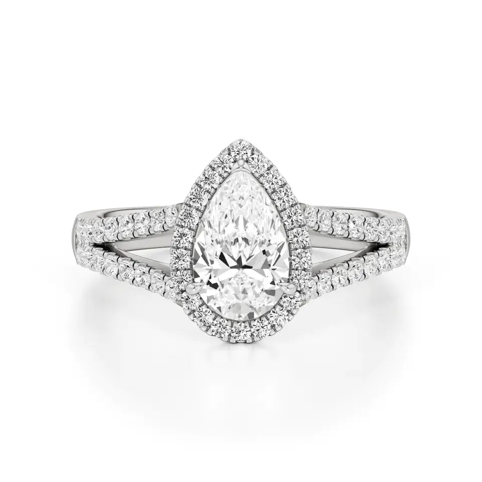 Mira | Pear Cut Solitaire with Halo - Nivara