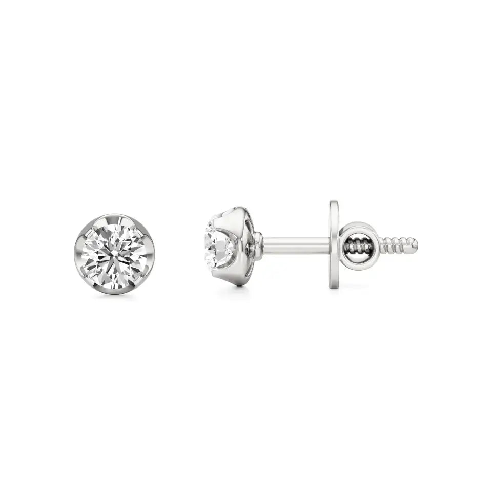 Mirage | Round Solitaire Lab-Grown Diamond Studs - Nivara