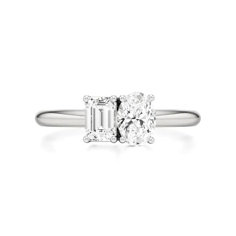 Toi et Moi | Oval & Emerald Lab-Grown Diamond Ring - Nivara