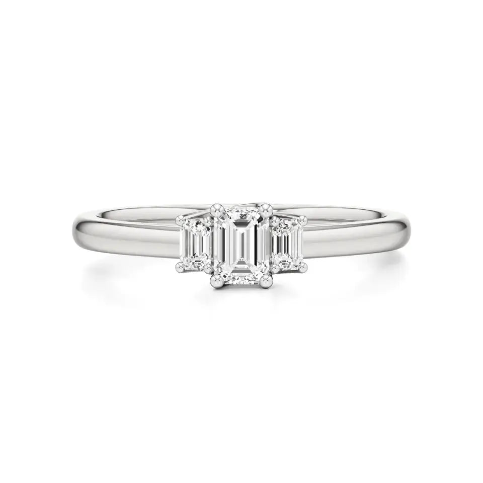 Aria | Emerald Lab-Grown Diamond Three-Stone Ring - Nivara