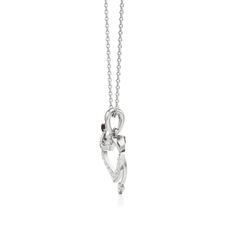 Sneh | Elegant Round Lab Grown Diamonds with Ruby Accent Heart Pendant - Nivara