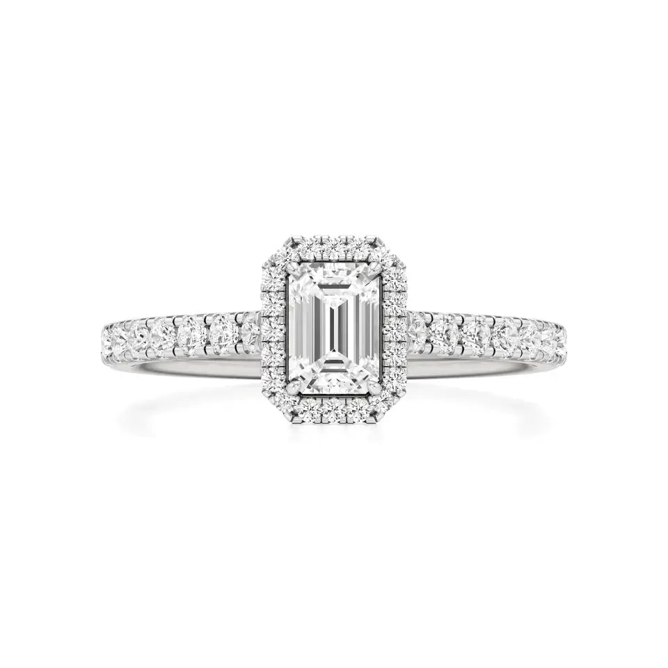 Mira | Emerald Lab-Grown Diamond Halo Ring - Nivara