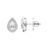 Mira | Pear Solitaire with Round Lab-Grown Diamond Halo Studs - Nivara